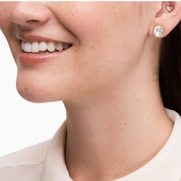 New Kate Spade Gumdrop Sparkly Stud Earrings Golden Clear - Picture 6 of 10